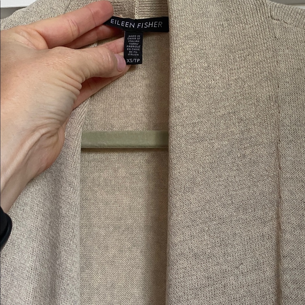 Eileen Fisher Washable Wool Crepe Kimono Long Cream Duster Cardigan - Picture 5 of 6
